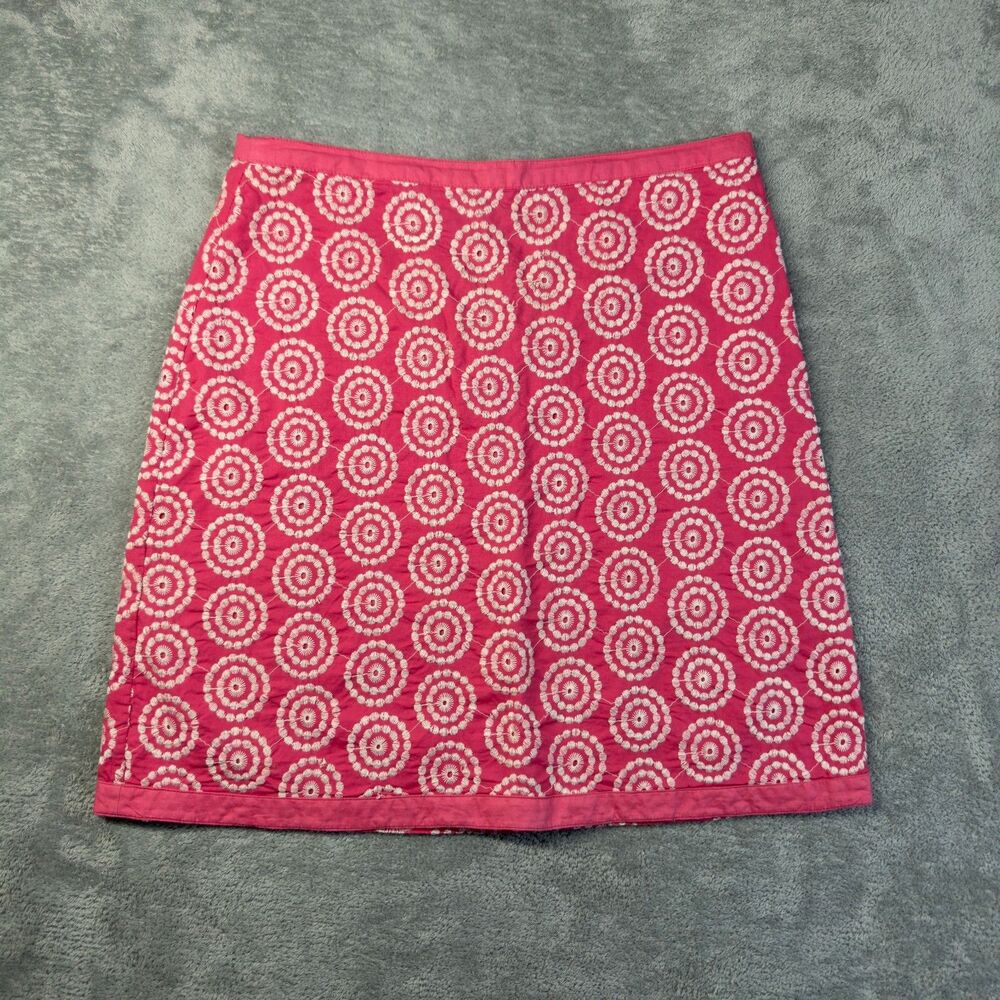 Boden Skirt Womens US 6R Pink Embroidered A Line Circles Lined Pencil Career